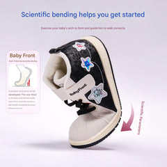 BabyFront baby toddler shoes children's warm plus velvet winter soft sole shoes functional baby shoes white shoes