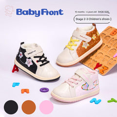 BabyFront baby toddler shoes children's warm plus velvet winter soft sole shoes functional baby shoes white shoes