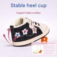BabyFront baby toddler shoes children's warm plus velvet winter soft sole shoes functional baby shoes white shoes