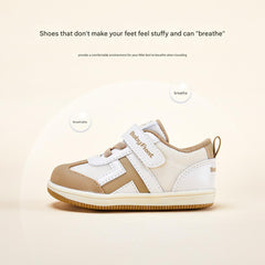 BabyFront Toddler Sunburst Sneakers - White Mesh Shoes with Yellow Accents & Elastic Laces