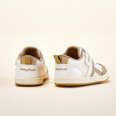 BabyFront Toddler Sunburst Sneakers - White Mesh Shoes with Yellow Accents & Elastic Laces