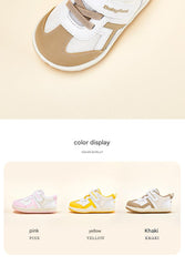 BabyFront Toddler Sunburst Sneakers - White Mesh Shoes with Yellow Accents & Elastic Laces