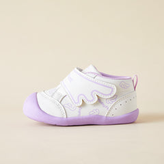 BabyFront Angel Wings First Walker Shoes - White/Purple Infant Toddler Pre-Walker Sneakers