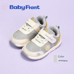 BabyFront White/Grey Soft Sole Baby Walking Shoes – Lightweight Support for First Steps
