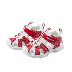 BabyFront Toddler Water Shoes - Blue Geometric Mesh Sandals with Closed Toe