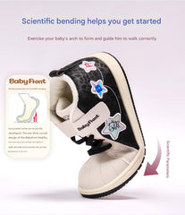 BabyFront baby toddler shoes children's warm plus velvet winter soft sole shoes functional baby shoes white shoes