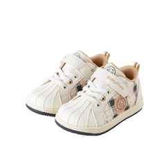 BabyFront VintageStep Toddler Sneakers – Plaid Stitching First Walkers with Soft Shell Toe