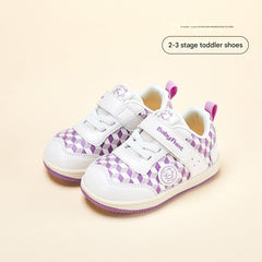 BabyFront x Snoopy Toddler Sneakers - Black White Checkerboard Leather Shoes