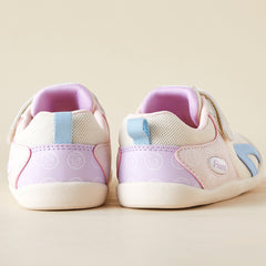 BabyFront Pastel Floral Toddler Sneakers - Pink Mesh First Walker Shoes with Yellow Accents