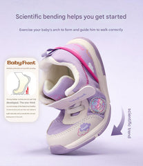 BabyFront White/Grey Soft Sole Baby Walking Shoes – Lightweight Support for First Steps