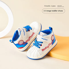 BabyFront PowerShell First Walker Shoes – Blue & White Sporty Toddler Sneakers with Shell Toe