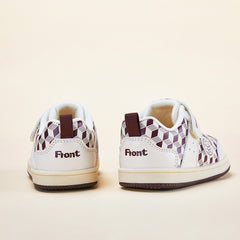 BabyFront x Snoopy Toddler Sneakers - Black White Checkerboard Leather Shoes