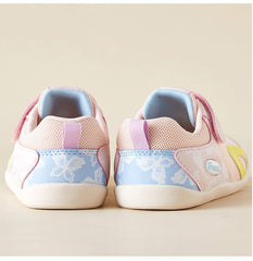 BabyFront Pastel Floral Toddler Sneakers - Pink Mesh First Walker Shoes with Yellow Accents