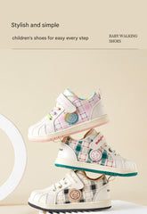 BabyFront VintageStep Toddler Sneakers – Plaid Stitching First Walkers with Soft Shell Toe