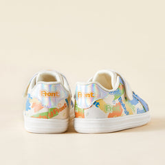 BabyFront Toddler Sneakers - Colorful Cartoon Print Anti-Slip Kids Shoes (White/Blue)