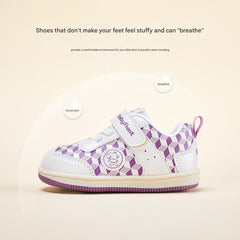 BabyFront x Snoopy Toddler Sneakers - Black White Checkerboard Leather Shoes