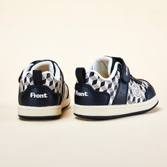 BabyFront x Snoopy Toddler Sneakers - Black White Checkerboard Leather Shoes
