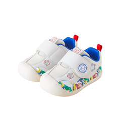 BabyFront Toddler First Walker Shoes - White Mesh with Colorful Cartoon Animal Prints