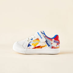BabyFront Toddler Sneakers - Colorful Cartoon Print Anti-Slip Kids Shoes (White/Blue)
