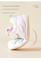 BabyFront Pastel Floral Toddler Sneakers - Pink Mesh First Walker Shoes with Yellow Accents