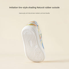 BabyFront Toddler Sneakers - Colorful Cartoon Print Anti-Slip Kids Shoes (White/Blue)
