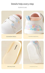 BabyFront  DreamSteps – Soft Pink & White Baby Sneakers for Girls
