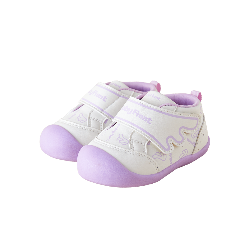 BabyFront Angel Wings First Walker Shoes - White/Purple Infant Toddler Pre-Walker Sneakers