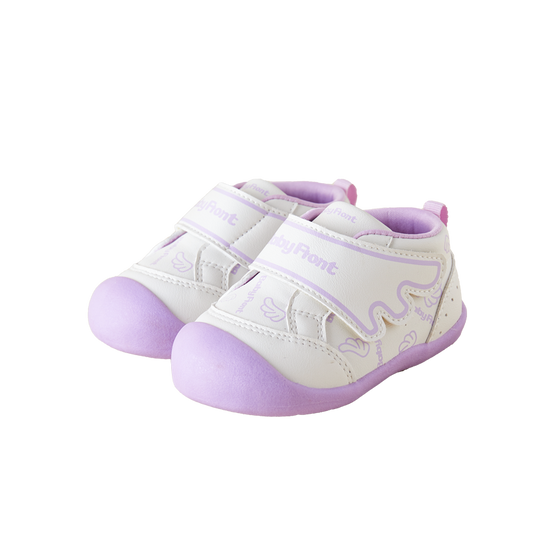 BabyFront Angel Wings First Walker Shoes - White/Purple Infant Toddler Pre-Walker Sneakers