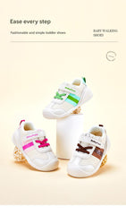 BabyFront Toddler Girl Sneakers - White Mesh Shoes with Hot Pink Accents \u0026 Bow Laces