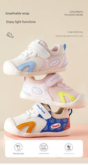 BabyFront Pastel Floral Toddler Sneakers - Pink Mesh First Walker Shoes with Yellow Accents