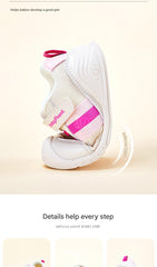 BabyFront Toddler Girl Sneakers - White Mesh Shoes with Hot Pink Accents \u0026 Bow Laces