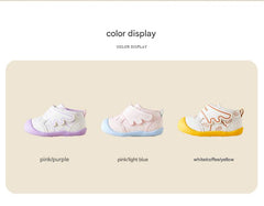 BabyFront Angel Wings First Walker Shoes - White/Purple Infant Toddler Pre-Walker Sneakers