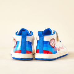 BabyFront PowerShell First Walker Shoes – Blue & White Sporty Toddler Sneakers with Shell Toe