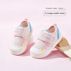 BabyFront BreezeLite Mesh Toddler Sneakers – Lightweight Pink First Walkers with Colorful Geometric Design