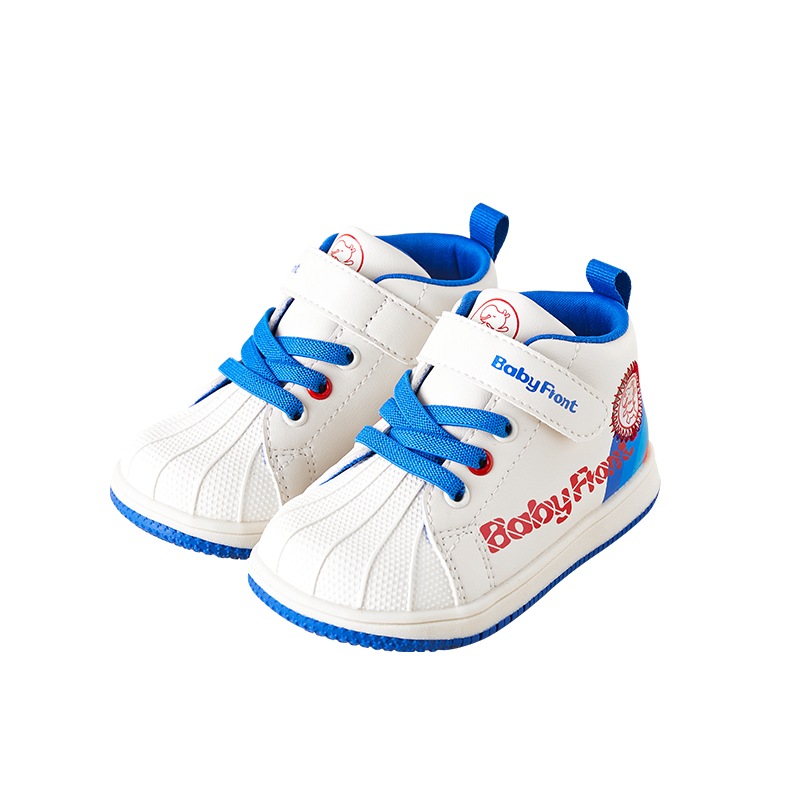 BabyFront PowerShell First Walker Shoes – Blue & White Sporty Toddler Sneakers with Shell Toe