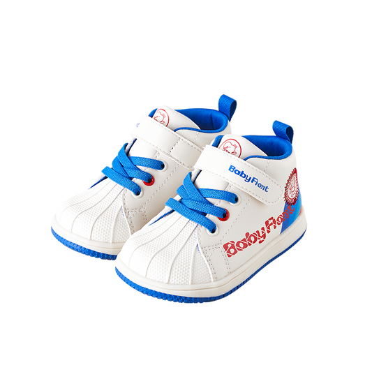 BabyFront PowerShell First Walker Shoes – Blue & White Sporty Toddler Sneakers with Shell Toe