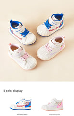 BabyFront PowerShell First Walker Shoes – Blue & White Sporty Toddler Sneakers with Shell Toe