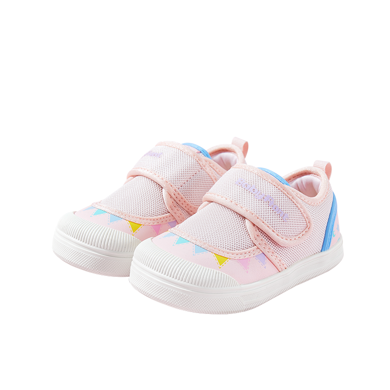 BabyFront BreezeLite Mesh Toddler Sneakers – Lightweight Pink First Walkers with Colorful Geometric Design