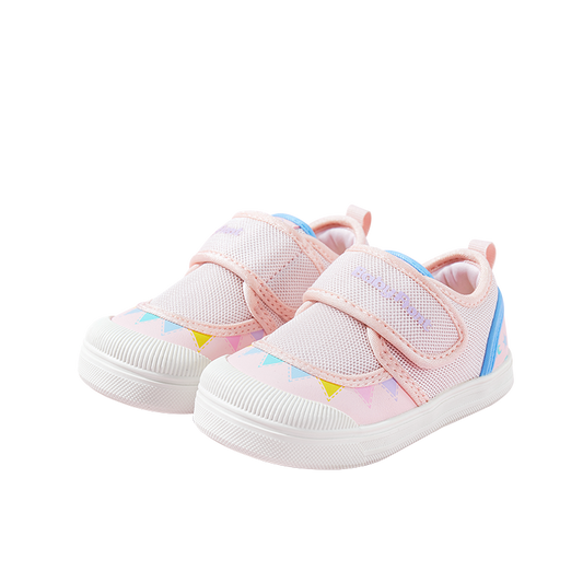 BabyFront BreezeLite Mesh Toddler Sneakers – Lightweight Pink First Walkers with Colorful Geometric Design