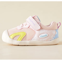 BabyFront Pastel Floral Toddler Sneakers - Pink Mesh First Walker Shoes with Yellow Accents