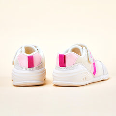 BabyFront Toddler Girl Sneakers - White Mesh Shoes with Hot Pink Accents \u0026 Bow Laces