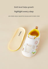 BabyFront Toddler First Walker Shoes - White Mesh with Colorful Cartoon Animal Prints