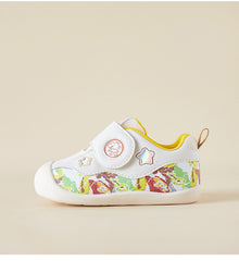 BabyFront Toddler First Walker Shoes - White Mesh with Colorful Cartoon Animal Prints