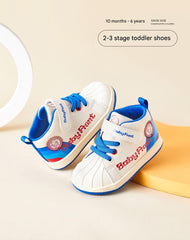 BabyFront PowerShell First Walker Shoes – Blue & White Sporty Toddler Sneakers with Shell Toe