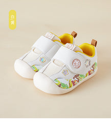 BabyFront Toddler First Walker Shoes - White Mesh with Colorful Cartoon Animal Prints