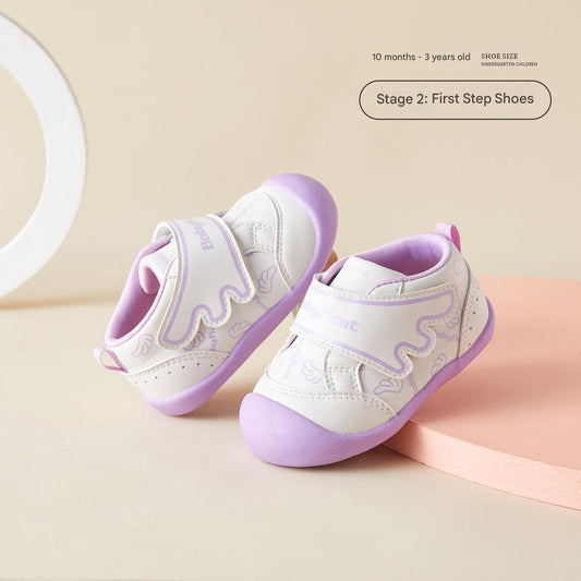 BabyFront Angel Wings First Walker Shoes - White/Purple Infant Toddler Pre-Walker Sneakers
