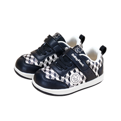 BabyFront x Snoopy Toddler Sneakers - Black White Checkerboard Leather Shoes