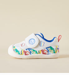 BabyFront Toddler First Walker Shoes - White Mesh with Colorful Cartoon Animal Prints