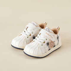 BabyFront VintageStep Toddler Sneakers – Plaid Stitching First Walkers with Soft Shell Toe