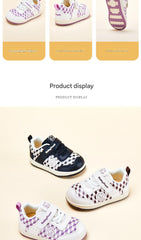 BabyFront x Snoopy Toddler Sneakers - Black White Checkerboard Leather Shoes